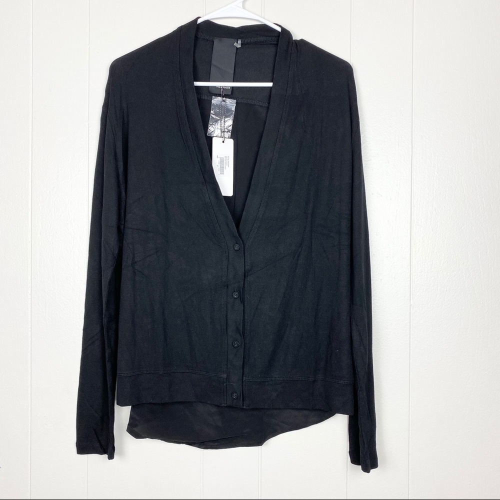 Heather X Revolve | Black Silk Back Cardigan